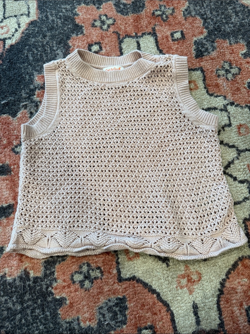 Cat & Jack Openwork Sleeveless Knit Tank in Light Beige